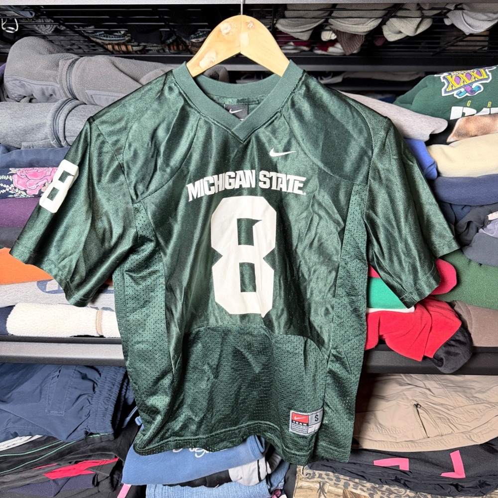 Nike Michigan State Spartans Football Jersey Green Number 8 Kids Size S